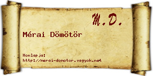 Mérai Dömötör névjegykártya